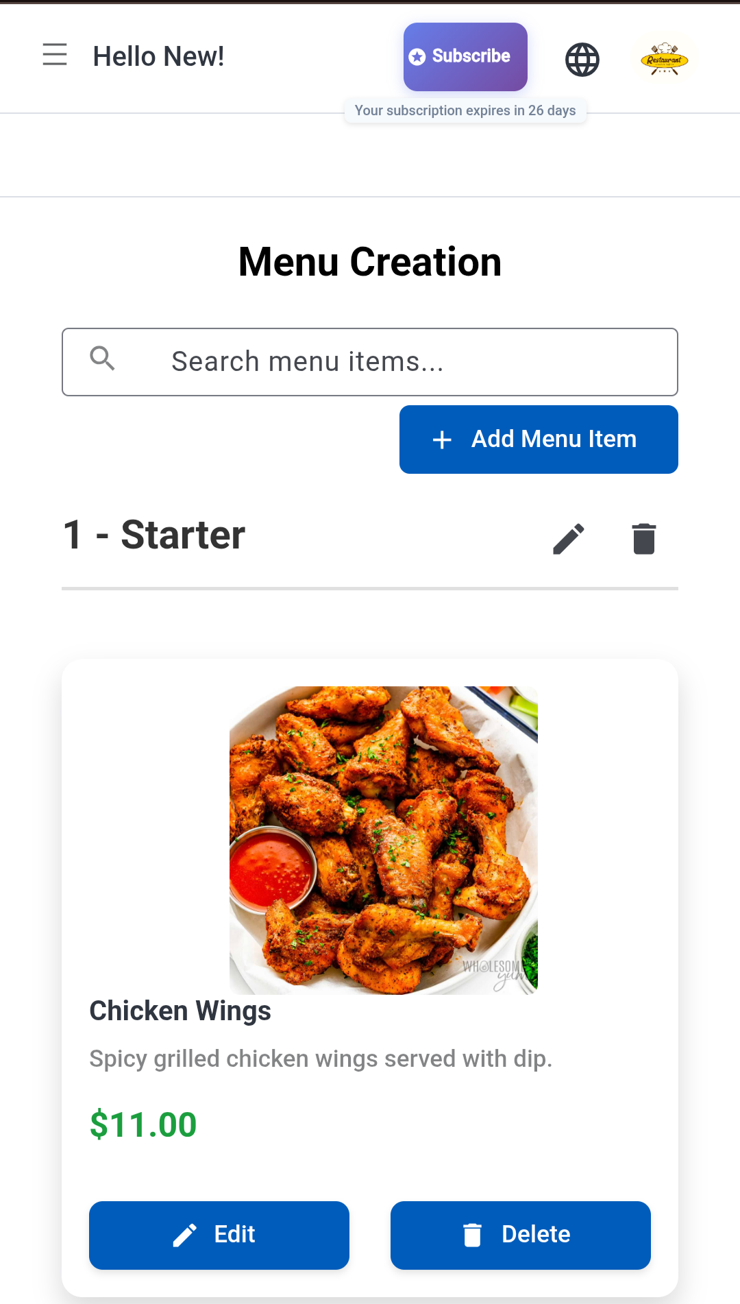 Menu Detail